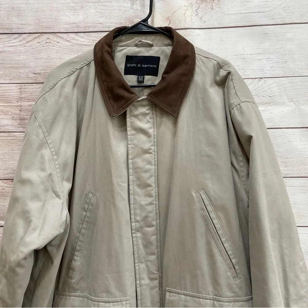 CROFT‎ & BARROW FLANNEL LINED BARN COAT IN KHAKI